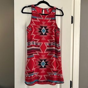 xhilaration Target brand pink & white sleeveless geometric dress Women size XS